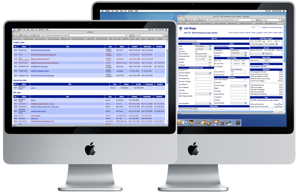 Images of Marlee running on Apple iMacs